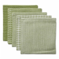Design Imports CAMZ12365 12 x 12 in. Assorted Antique Green Dishcloth - Set of 5
