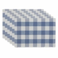 Design Imports CAMZ12376 13 x 19 in. Stonewash Blue Buffalo Check Ribbed Placemat - Set of 6