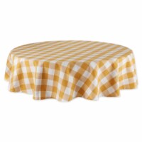 Design Imports CAMZ12416 70 in. Honey Gold Buffalo Check Round Tablecloth