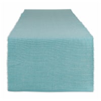 Dii Aqua & White 2-Tone Ribbed Table Runner