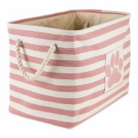 Bone Dry Polyester Pet Bin Stripe With Paw Patch Rose Rectangle Medium