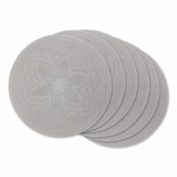 DII Light Gray Floral Woven Round Placemat (Set of 6)