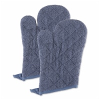 Stonewash Blue Terry Oven Mitt Set/2
