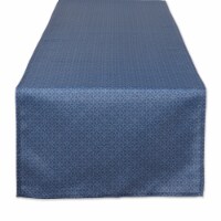 Dii French Blue Tonal Lattice Print Outdoor Table Runner