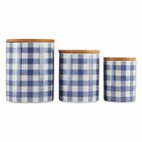 DII Blue Buffalo Check Ceramic Canister (Set of 3)