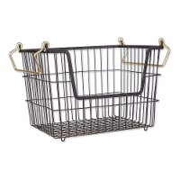 DII Design Imports Wire Mesh Stackable Utility Storage Bin, Medium, Black & Gold