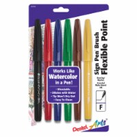 Pentel Arts Sign Pens With Brush Tip 6/Pkg-Assorted