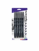 Pentel Arts Pointliner Pigment Ink Pen Assorted Sizes 5/Pkg-Black Perspective: Main