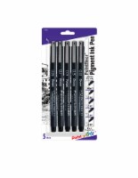 Pentel Arts Pointliner Pigment Ink Pen Assorted Sizes 5/Pkg-Black