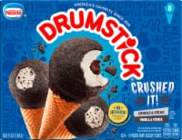 Drumstick Crushed It! Cookies & Cream/Vanilla Fudge Frozen Dairy Dessert Cones Perspective: Main