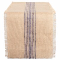 DII French Blue Middle Stripe Burlap Table Runner