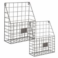 Design Imports Z02045 Farmhouse File Basket, Grey - Set of 2