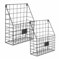 Design Imports Z02070 Farmhouse File Basket, Black - Set of 2