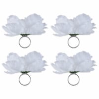 Design Imports Z02318 Peony Napkin Ring Set - White - Set of 4