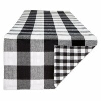 Design Imports Z02378 14 x 72 in. Black & White Reversible Gingham & Buffalo Check Table Runn