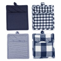 Design Imports Z02387 Assorted Navy & Off Potholder - Set of 4