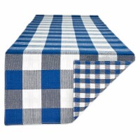 Design Imports Z02391 14 x 108 in. Navy & Off White Reversible Gingham & Buffalo Check Table