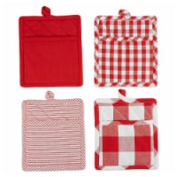 Design Imports Z02399 Assorted Red & White Potholder - Set of 4