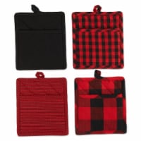 Design Imports Z02423 Assorted Red & Black Potholder - Set of 4