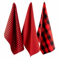 Design Imports Z02428 Assorted Red & Black Dishtowel - Set of 3