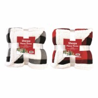 J&M Home Fashions 6037534 Holiday Buffalo Check Throw Sherpa Fleece, Pack of 4