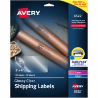 Avery® LABEL,2X4,SHPG,100/PK,CLR 06522