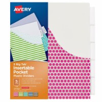 Avery Big Tab 30% Recycled Plastic File Pocket 3  Expansion Letter Size Assorted 30/Pack