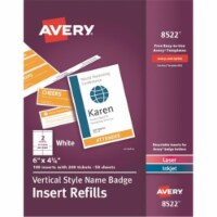 Avery® Name Badge Insert Refills, Vertical, 4 1/4 X 6, White, 100/pack 08522