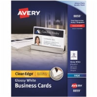 Clean Edge Business Cards, Inkjet, 2 x 3 1/2, Glossy White, 200/Pack 8859