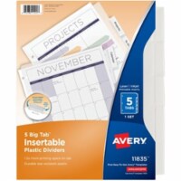 Avery® Insertable Big Tab Plastic Dividers, 5-Tab, 11 X 8.5, Clear, 1 Set 11835