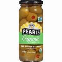 Pearls Organic Red Pepper Stuffed Green Olives Perspective: Main