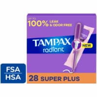 Tampax Radiant Super Plus Absorbency with LeakGuard Braid Unscented Tampons