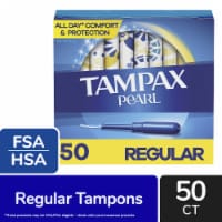 Tampax Pearl Regular Absorbency with LeakGuard Braid Unscented Tampons