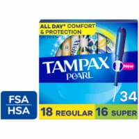 Tampax Pearl Regular/Super Absorbency with LeakGuard Braid Unscented Tampons Duo Pack