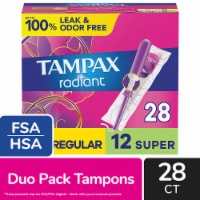 Tampax Radiant Regular + Super Absorbency Unscented Tampons Duo Pack