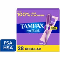 Tampax Radiant Regular Absorbency with LeakGuard Braid Unscented Tampons
