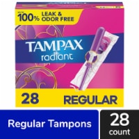 Tampax Radiant Regular Absorbency with LeakGuard Braid Unscented Tampons