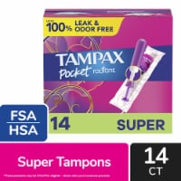Tampax Compact Radiant Tampons, with LeakGuard Braid & Extendable Applicator, Super Absorbency Perspective: Main