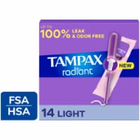 Tampax Radiant Light Absorbency Unscented Tampons