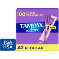 Tampax Radiant LeakGuard Protection Tampons Regular Absorbency Unscented Perspective: Main