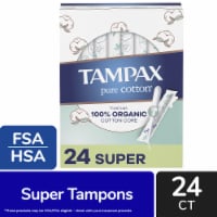 Tampax Pure Cotton 100% Organic Cotton Core Super Unscented Tampons