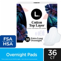 L. Organic Cotton Top Layer Ultra Thin Pads with Wings Overnight Absorbency Perspective: Main