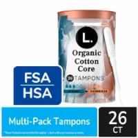 L. Organic Cotton Core Tampons Multipack Super/Super Plus Absorbency Perspective: Main