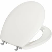 Mayfair® Round White Molded Wood Toilet Seat with Chrome Hinge