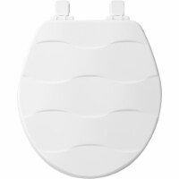 Mayfair Round Enameled Wood Basket Weave Design Toilet Seat - White