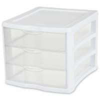 Sterilite 3 Drawer Mini Desktop Unit , Clear w/White Frame