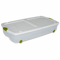 Sterilite Wheeled Under-the-Bed Storage Box with Latching Lid - Clear/White Perspective: Main