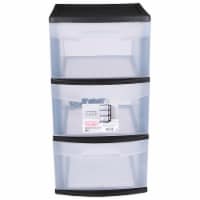 Sterilite Basic 3-Drawer Cart with Casters - Black/Clear Perspective: Main