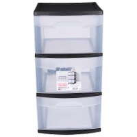 Sterilite Basic 3-Drawer Cart with Casters - Black/Clear Perspective: Main