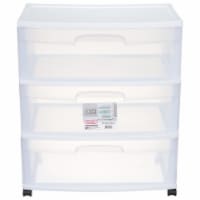 Sterilite 3 Drawer Wide Cart, White